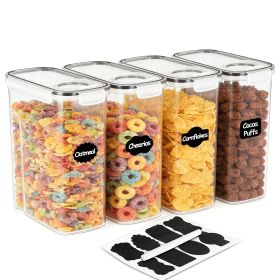 Cereal Container, Food Storage Containers with Lids Airtight Plastic Cereal Keeper Dispenser for Kitchen Pantry, 135 fl oz