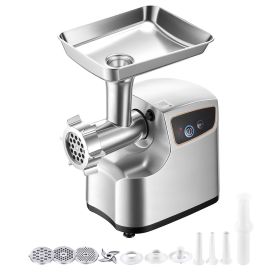 Electric Meat Grinder, 5 Lbs/Min Capacity, #8 Meat Mincer with 3 Grinding Plates, 3 Sausage Stuffing Tubes & Kubbe Kit