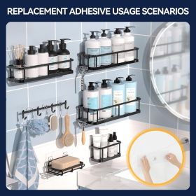 9-Pack Shower Caddy Adhesive Replacement - Transparent Shower Adhesive Strips, No Drilling Hooks for Bath Storage Shelves, Kitchen Racks