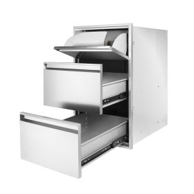 Outdoor Kitchen Drawer Combo,BBQ Triple Drawer & Trash Drawer Combo Stainless Steel for BBQ Island,Grilling Station (size: W17*D21*H30)